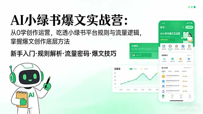 AI 小绿书爆文实战营:从0学创作运营,吃透小绿书平台规则与流量逻辑,掌握爆文创作底层方法-来聚吧