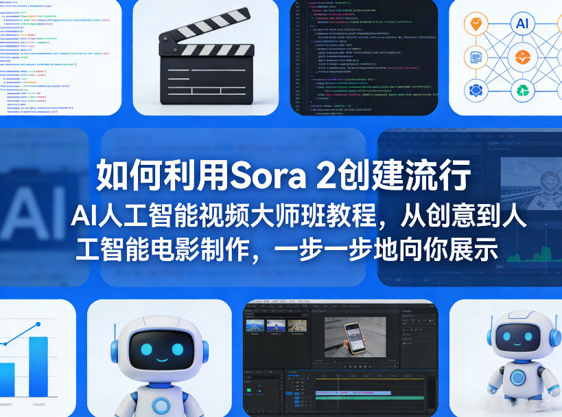 如何利用Sora 2创建流行AI人工智能视频大师班教程,从创意到人工智能电影制作,一步一步地向你展示-来聚吧