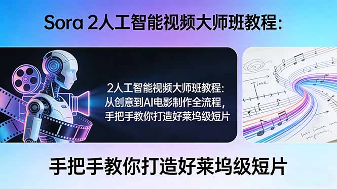 Sora 2人工智能视频大师班教程:从创意到AI电影制作全流程,手把手教你打造好莱坞级短片-来聚吧