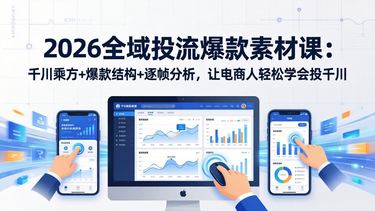 2026全域投流爆款素材课：千川乘方+爆款结构+逐帧分析，让电商人轻松学会投千川-来聚吧