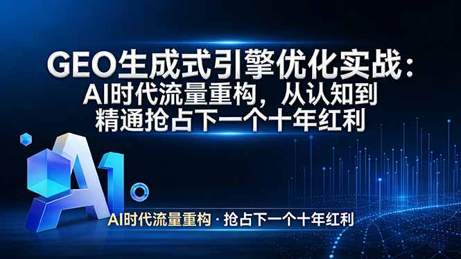 GEO 生成式引擎优化实战:AI时代流量重构,从认知到精通抢占下一个十年红利-来聚吧