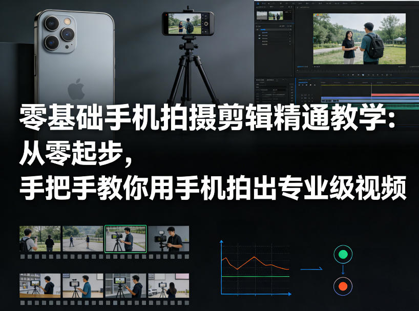 零基础手机拍摄剪辑精通教学：从零起步，手把手教你用手机拍出专业级视频-来聚吧