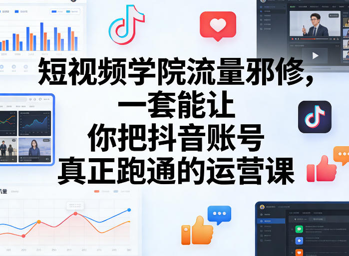 短视频学院流量邪修，一套能让你把抖音账号真正跑通的运营课-来聚吧