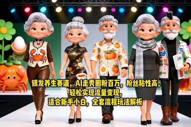 银发养生赛道，AI走秀圈粉百万，粉丝粘性高，轻松实现流量变现，适合新手小白，全套流程玩法解析-来聚吧
