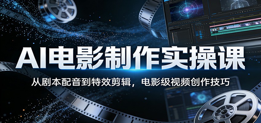 AI电影制作实操课：从剧本配音到特效剪辑，电影级视频创作技巧-来聚吧