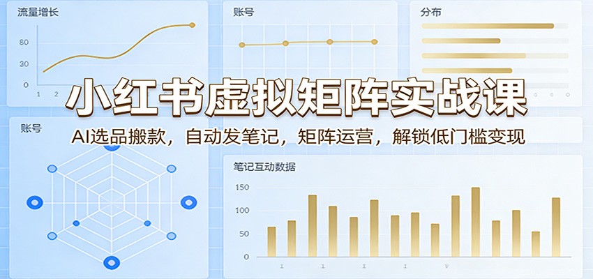 小红书虚拟矩阵实战课：AI选品搬款，自动发笔记，矩阵运营，解锁低门槛变现-来聚吧