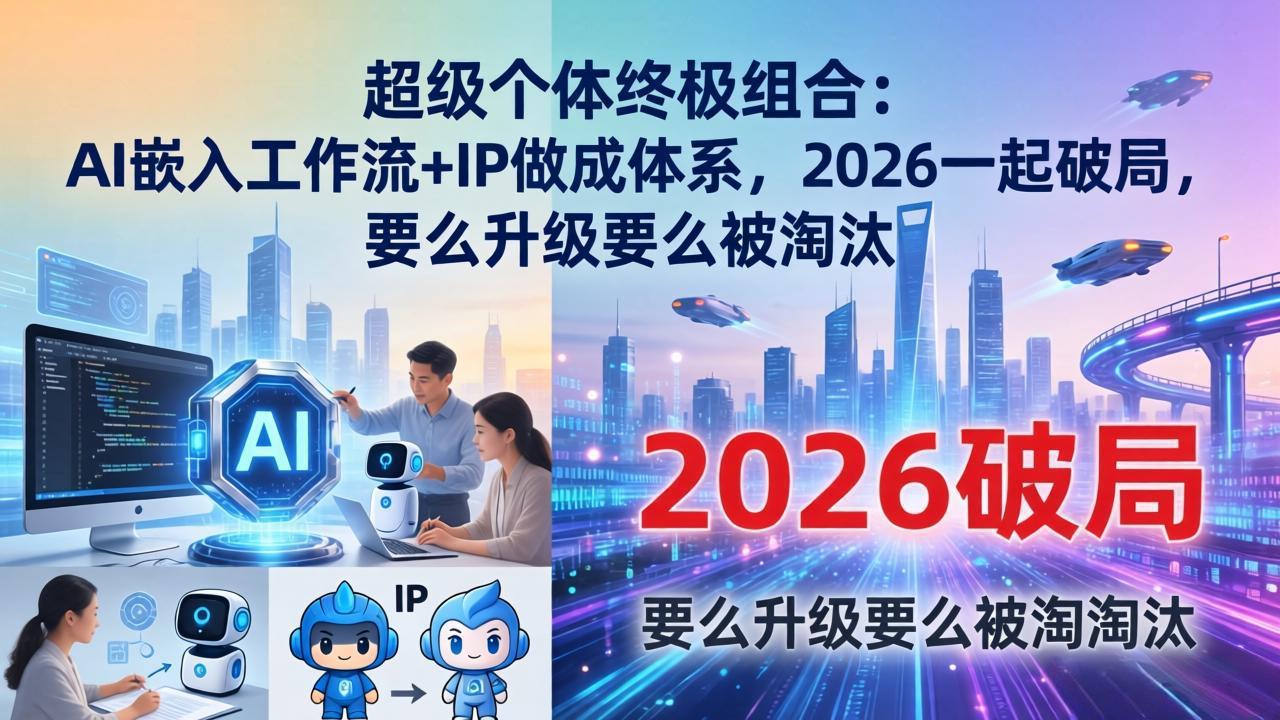 超级个体终极组合：AI嵌入工作流+IP做成体系，2026一起破局，要么升级要么被淘汰-来聚吧