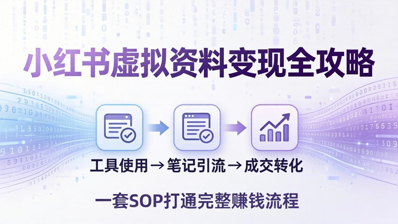 小红书虚拟资料变现全攻略:从工具使用到笔记引流成交,一套 SOP 打通完整赚钱流程-来聚吧