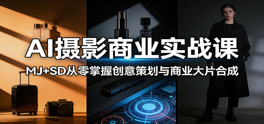 AI摄影商业实战课：MJ+SD从零掌握创意策划与商业大片合成-来聚吧