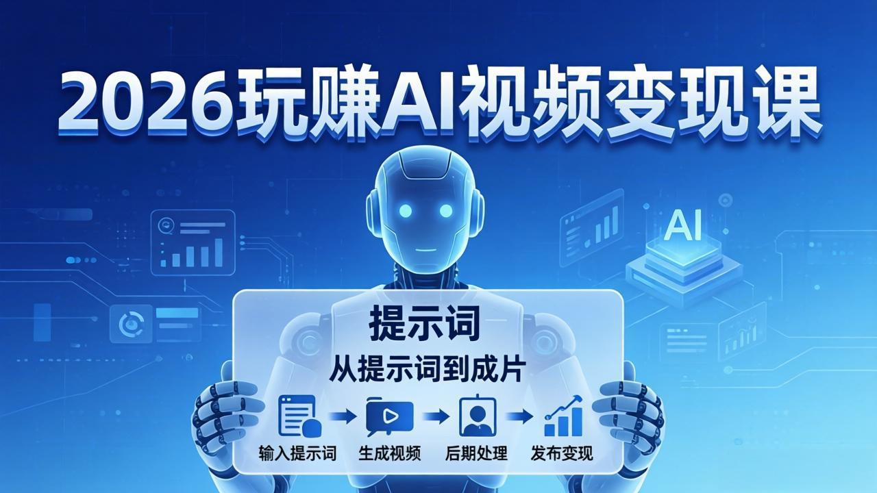 2026玩赚AI视频变现课:掌握 AI 视频全流程技能,从提示词到成片高效产出-来聚吧
