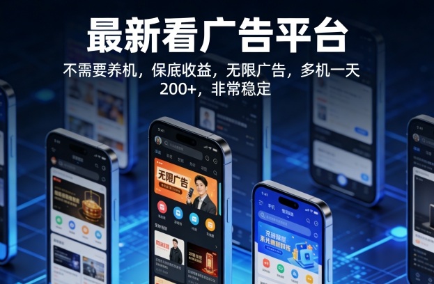 最新看广告平台,不需要养机,保底收益,无限广告,多机一天200+,非常稳定【揭秘】-来聚吧