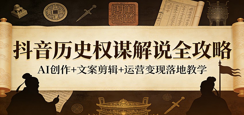 抖音历史权谋解说全攻略：AI创作+文案剪辑+运营变现落地教学-来聚吧