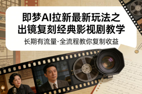 即梦AI拉新最新玩法之出镜复刻经典影视剧教学,长期有流量,全流程教你复制收益-来聚吧