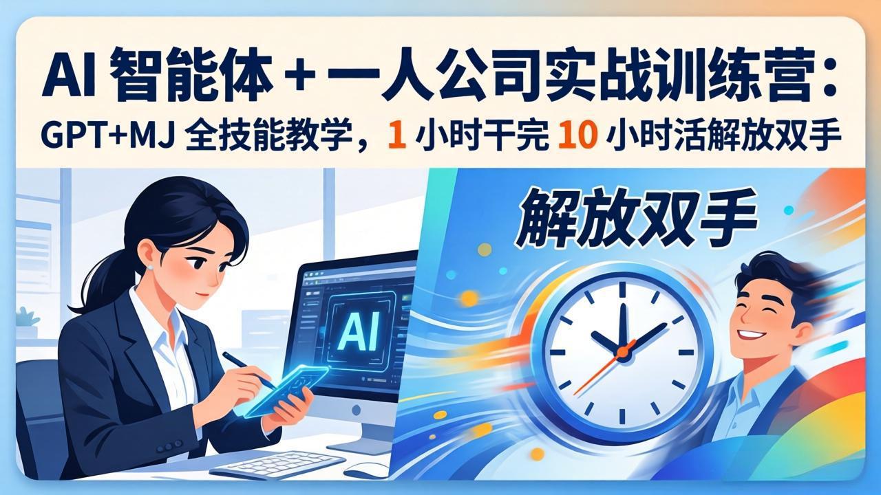 AI 智能体 + 一人公司实战训练营：GPT+MJ 全技能教学，1 小时干完 10 小时活解放双手-来聚吧