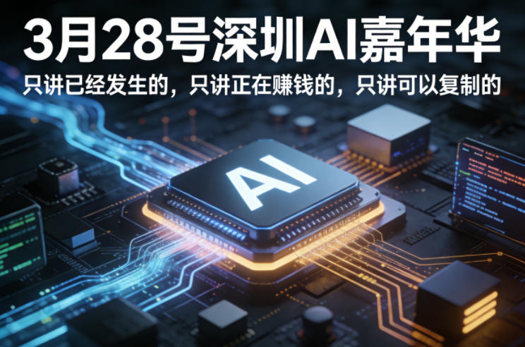 3月28号深圳AI嘉年华,只讲已经发生的,只讲正在賺钱的,只讲可以复制的-来聚吧