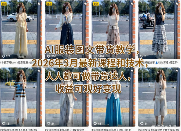AI服装图文带货教学,2026年3月最新课程和技术,人人都可做带货达人,收益可观好变现-来聚吧