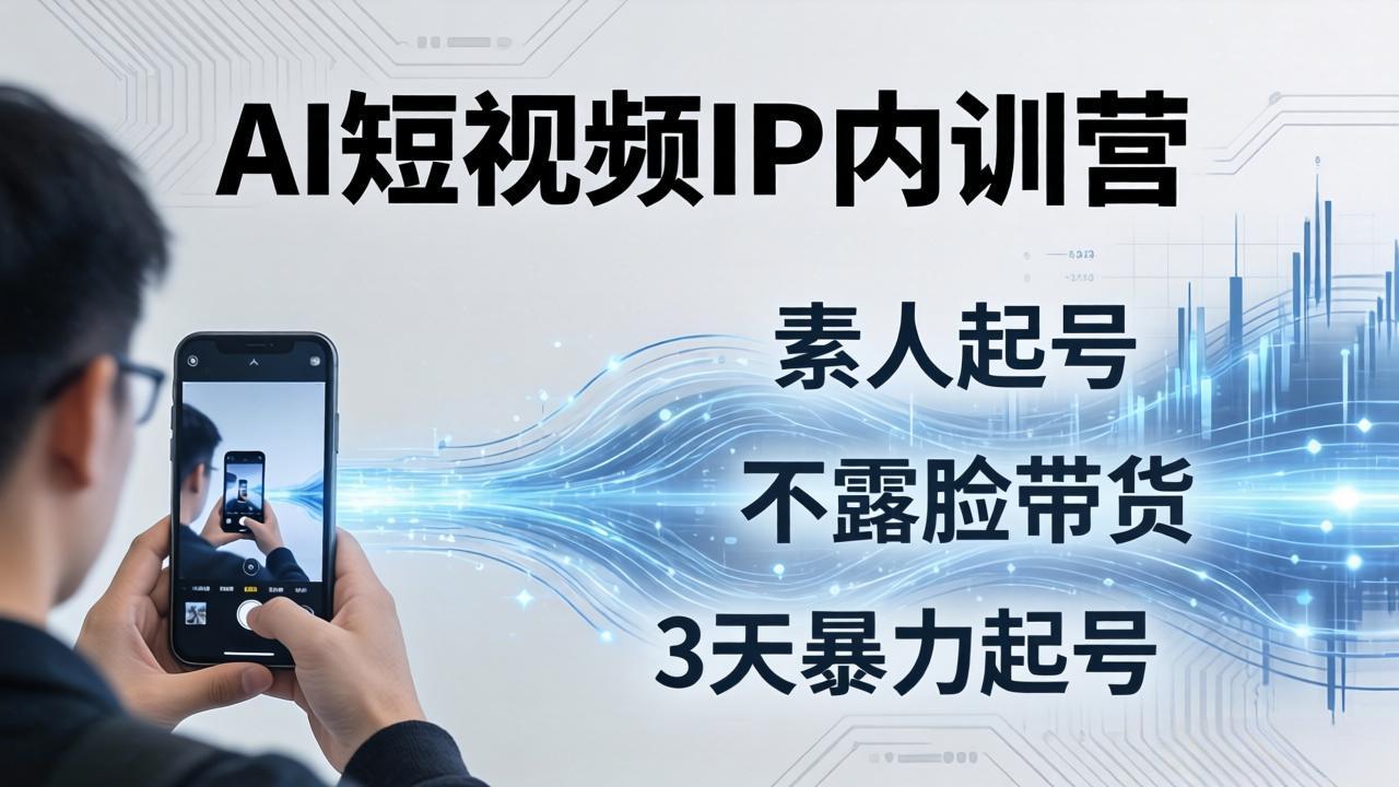 2026AI短视频IP内训营:从素人起号到不露脸带货,3天暴力起号全流程拆解-来聚吧