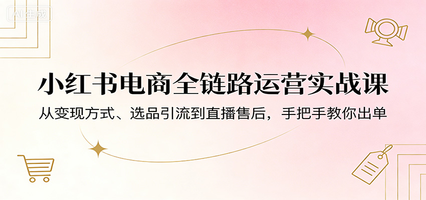 小红书电商全链路运营实战课：从变现方式、选品引流到直播售后，手把手教你出单-来聚吧