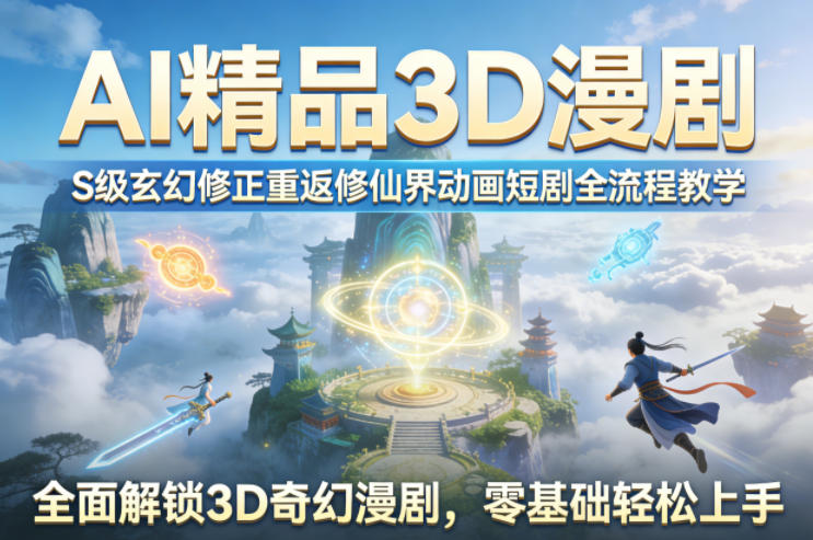 AI精品3D漫剧S级玄幻修正重返修仙界动画短剧全流程教学,全面解锁3D奇幻漫剧,零基础轻松上手-来聚吧