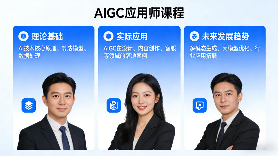 AIGC应用师课程，覆盖了AI技术的理论基础、实际应用、以及未来发展趋势-来聚吧