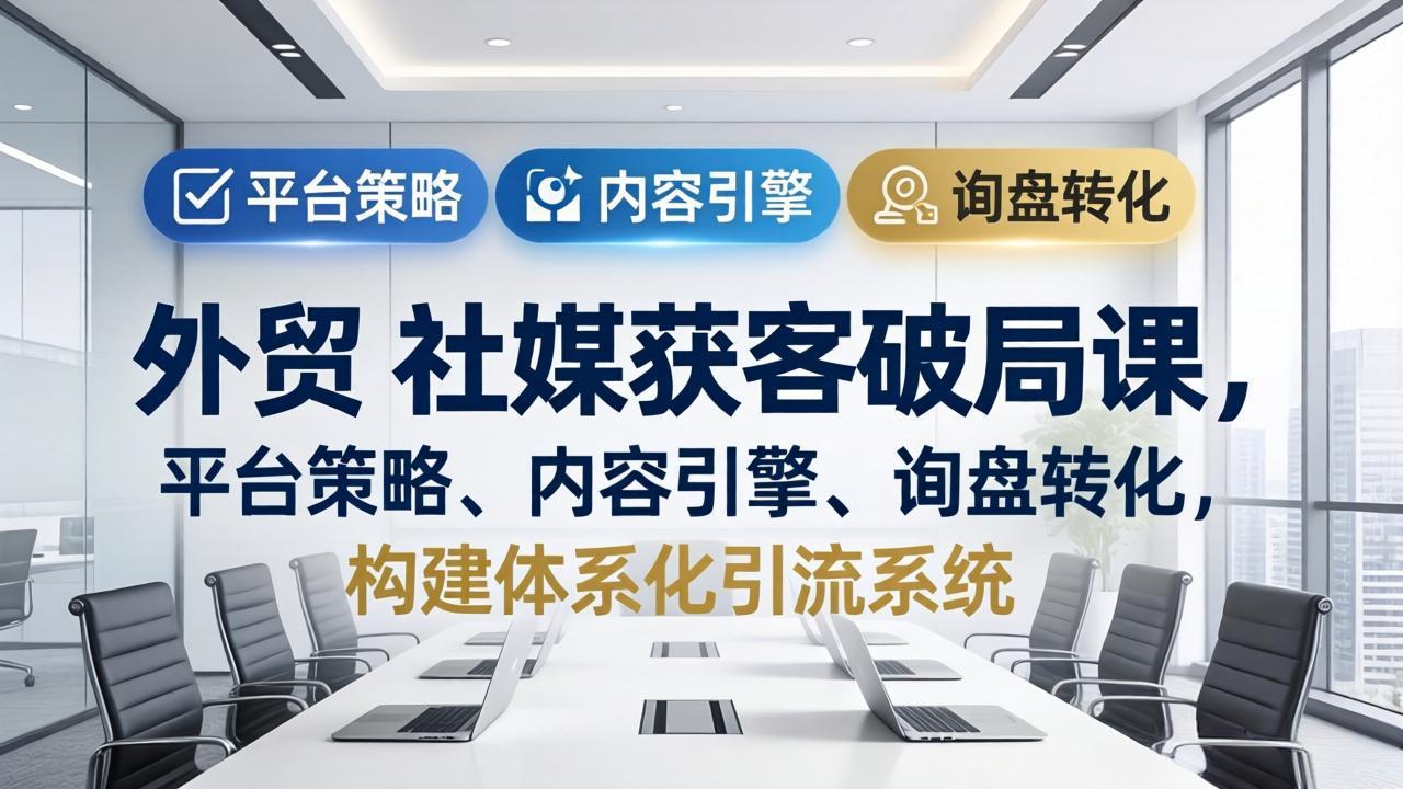 外贸 社媒获客破局课，平台策略、内容引擎、询盘转化，构建体系化引流系统(更新26年3月-来聚吧