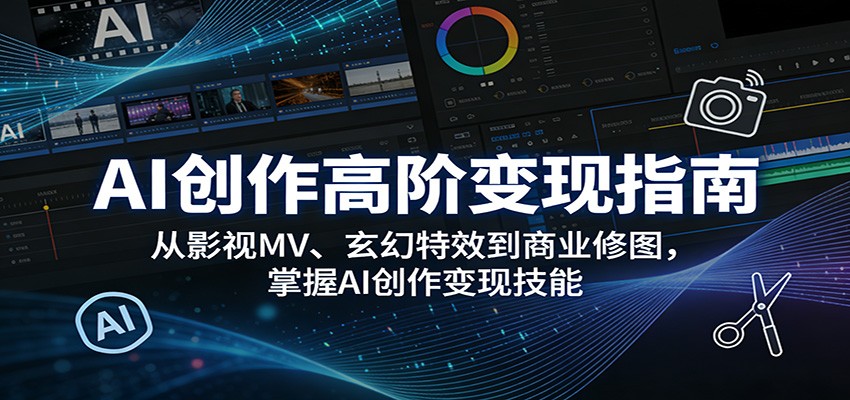 AI创作高阶变现指南:从影视MV、玄幻特效到商业修图,掌握AI创作变现技能-来聚吧