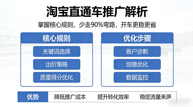 淘宝直通车推广解析，掌握核心规则，少走90%弯路，开车更稳更省-来聚吧