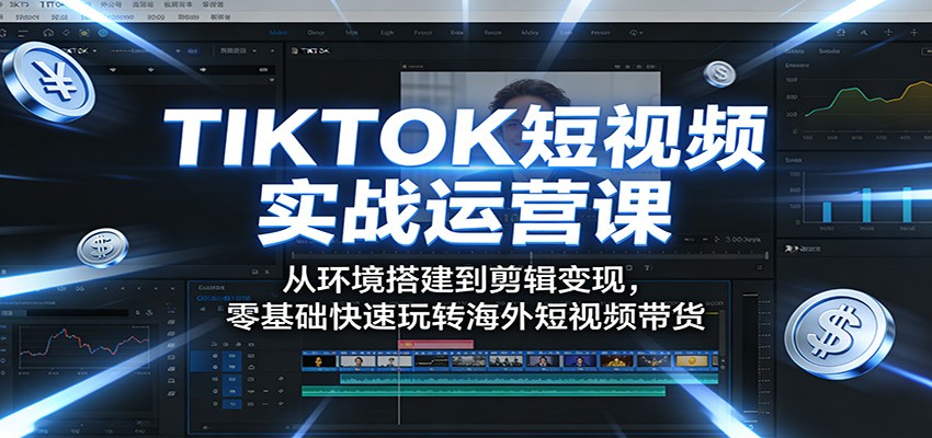 TIKTOK短视频实战运营课：从环境搭建到剪辑变现，零基础快速玩转海外短视频带货-来聚吧