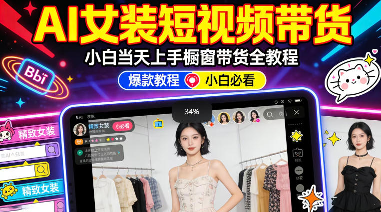 AI女装短视频橱窗带货:小白零门槛当天上手,高佣金爆款轻松賺!-来聚吧