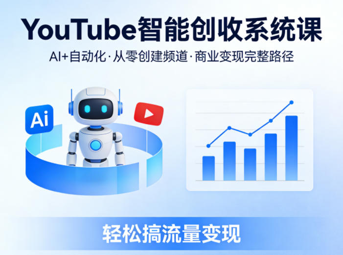 YouTube智能创收系统课，AI+自动化，从零创建YouTube频道并实现商业变现的完整路径，轻松搞流量变现-来聚吧