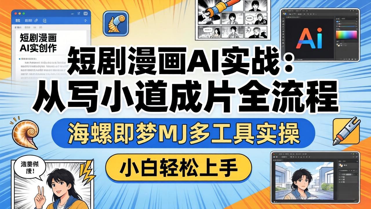 短剧漫画AI实战:从写小说到成片全流程,海螺即梦MJ多工具实操,小白轻松上手-来聚吧