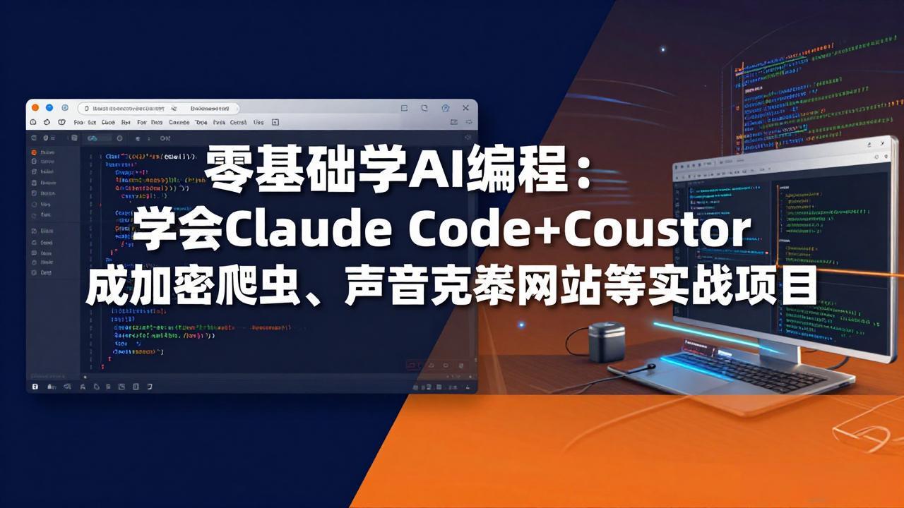 零基础学AI编程:学会Claude Code+Cursor完成加密爬虫、声音克隆网站等实战项目-来聚吧