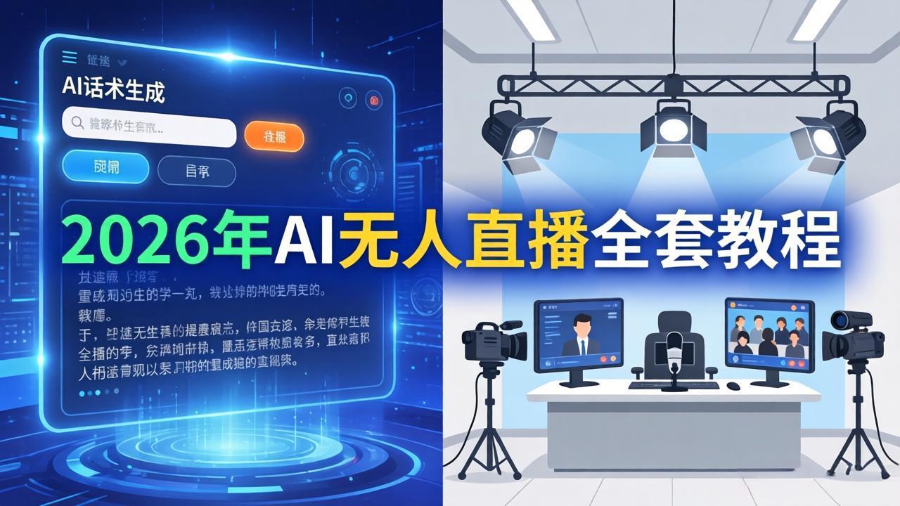 2026年AI无人直播全套教程：OBS安装+软件配置+直播间搭建+话术生成+一键开播实操-来聚吧