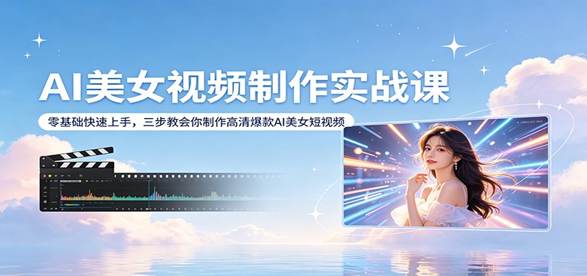 AI美女视频制作实战课：零基础快速上手，三步教会你制作高清爆款AI美女短视频-来聚吧