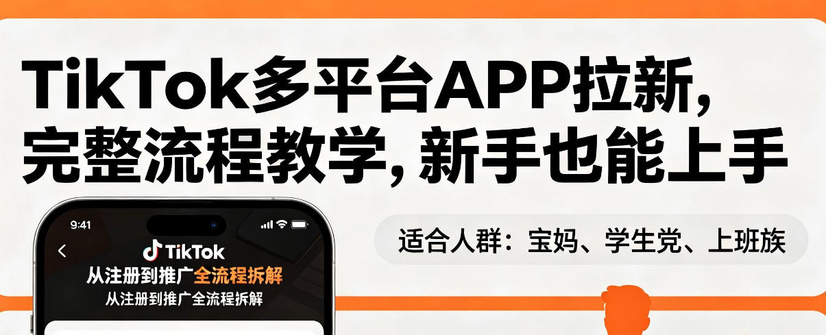 TikTok多平台APP拉新，完整流程教学，新手也能上手，轻松出海搞美金-来聚吧