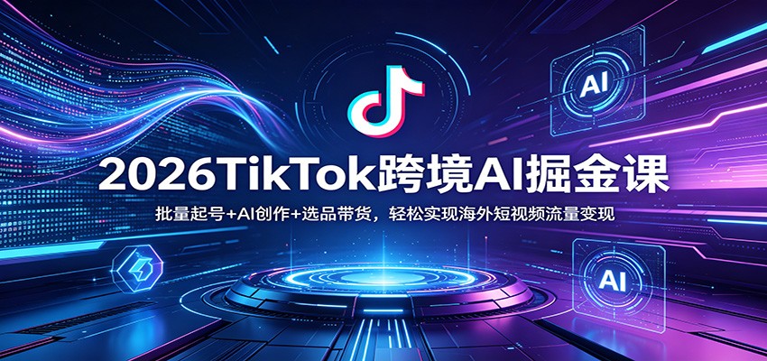 2026TikTok跨境AI掘金课：批量起号+AI创作+选品带货，轻松实现海外短视频流量变现-来聚吧