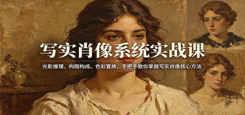 写实肖像系统实战课：光影推理、构图构成、色彩置换，手把手教你掌握写实肖像核心方法-来聚吧
