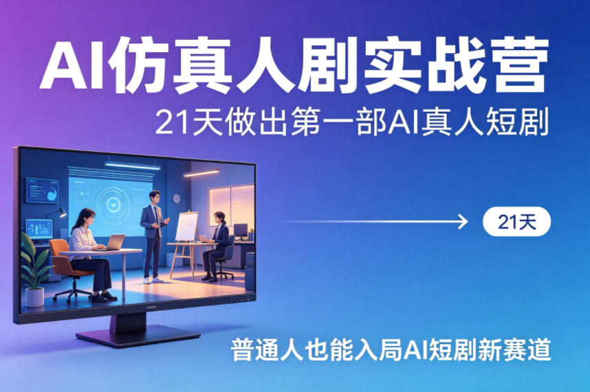 AI仿真人剧实战营，21天做出第一部AI真人短剧，普通人也能入局AI短剧新赛道-来聚吧