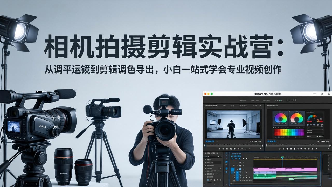 相机拍摄剪辑实战营：从调平运镜到剪辑调色导出，小白一站式学会专业视频创作-来聚吧