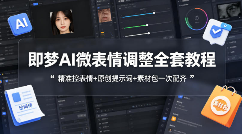 即梦AI微表情调整全套教程，精准控表情+原创提示词+素材包一次配齐-来聚吧