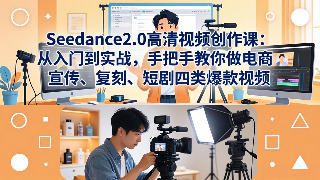 Seedance2.0高清视频创作课:从入门到实战,手把手教你做电商、宣传、复刻、短剧四类爆款视频-来聚吧