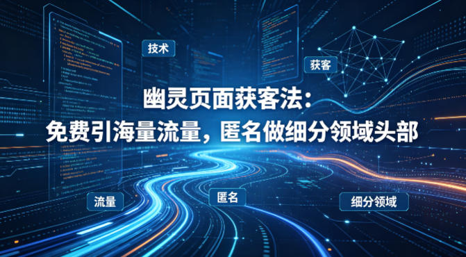 用懂技术!幽灵页面获客法:免费引海量流量,匿名做细分领域头部-来聚吧