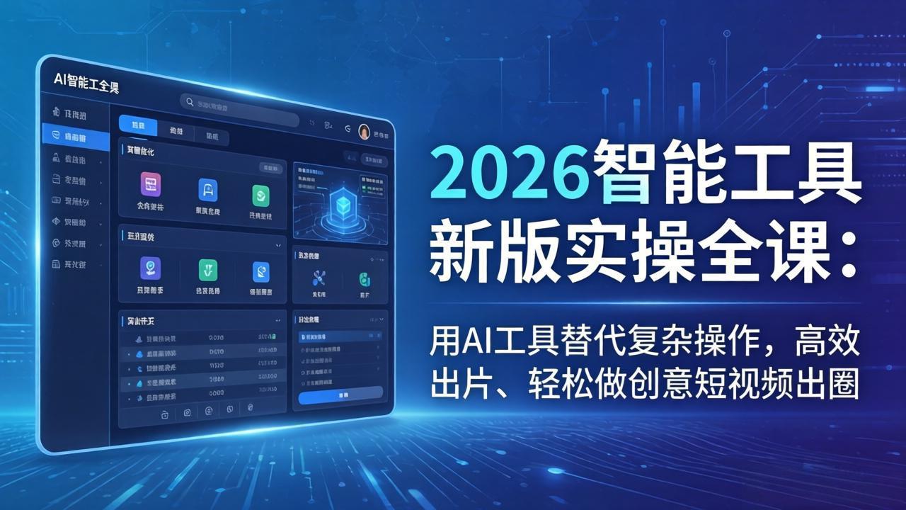 2026智能工具新版实操全课：用AI工具替代复杂操作，高效出片、轻松做创意短视频出圈-来聚吧
