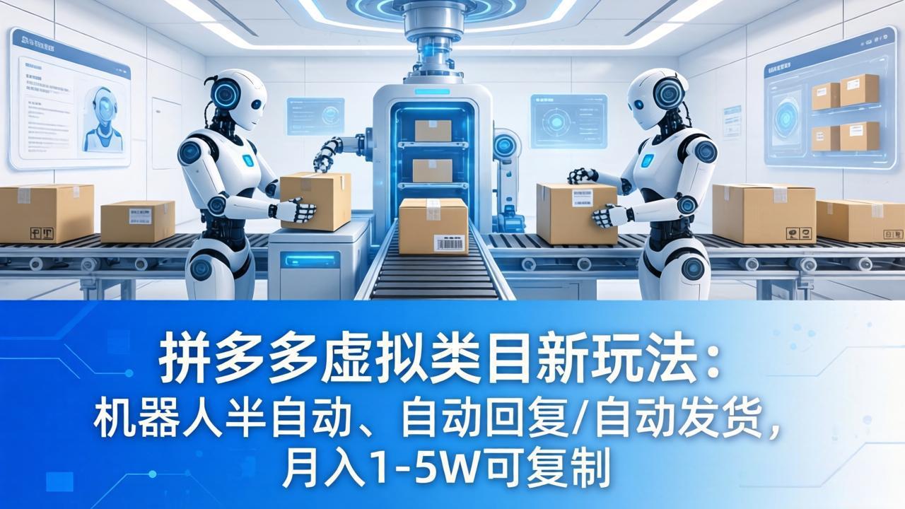 拼多多虚拟类目新玩法:机器人半自动、自动回复 /自动发货,月入 1-5W 可复制-来聚吧