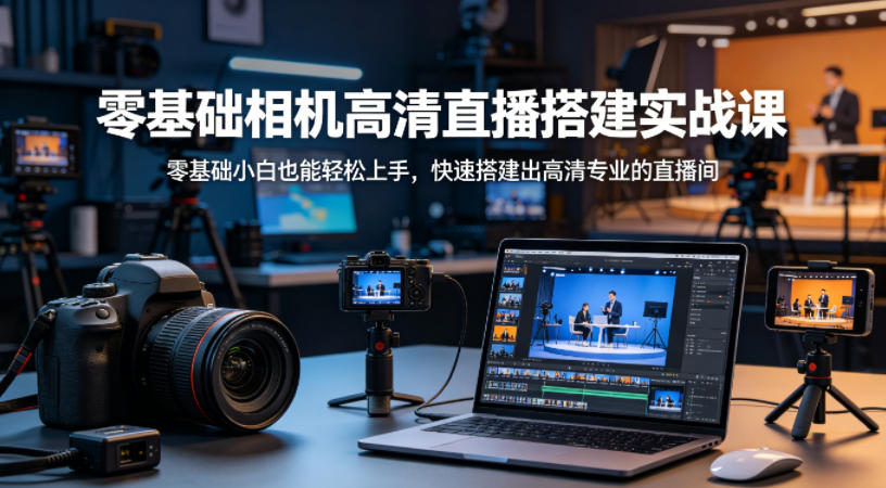 零基础相机高清直播间搭建实战课,小白也能轻松上手,快速搭建出高清专业的直播间-来聚吧