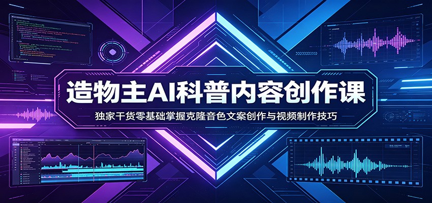 AI科普内容创作课：独家干货零基础掌握克隆音色文案创作与视频制作技巧-来聚吧