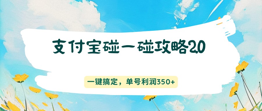 支付宝碰一碰攻略2.0，一键搞定，单号利润350+-来聚吧