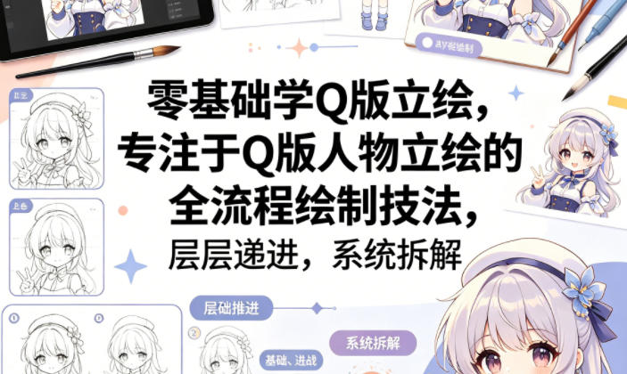 零基础学Q版立绘，专注于Q版人物立绘的全流程绘制技法，层层递进，系统拆解-来聚吧