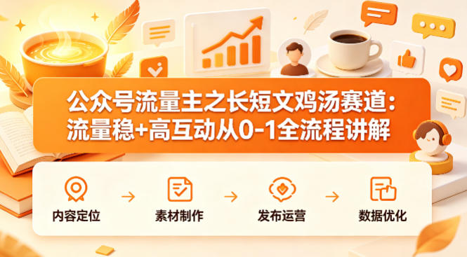 公众号流量主之长短文鸡汤赛道，流量稳+高互动，从0-1全流程讲解-来聚吧