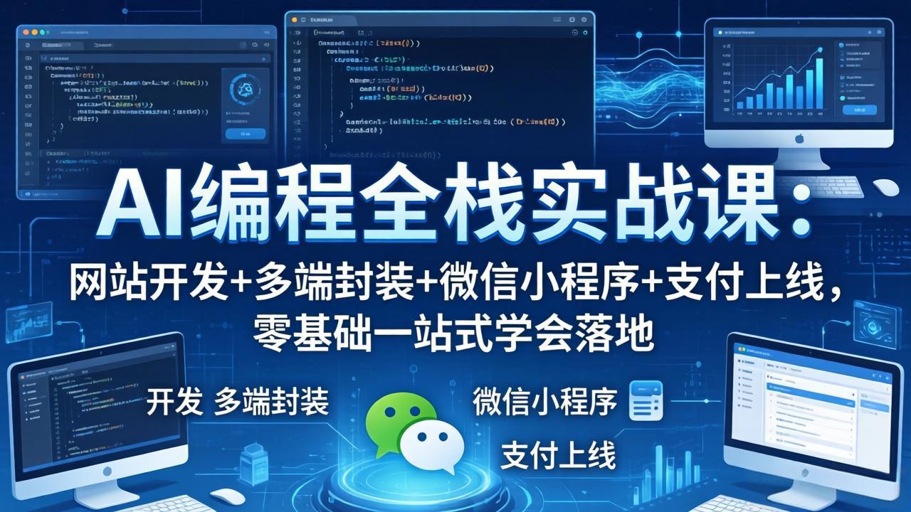 AI编程全栈实战课:网站开发+多端封装+微信小程序+支付上线,零基础一站式学会落地-来聚吧